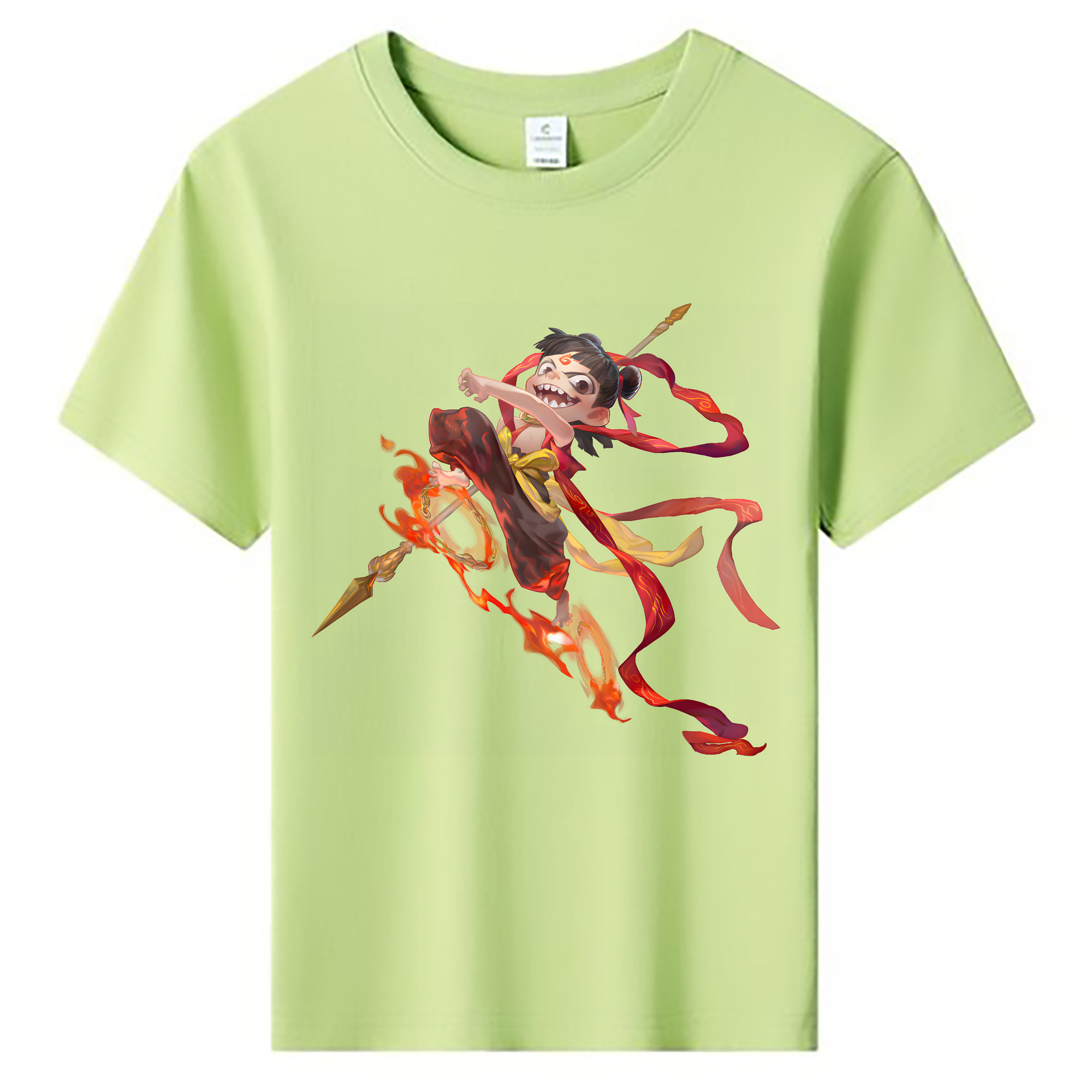 （画像用） Ne Zha 2 ナタ 魔童の大暴れ 綿100％キッズTシャツ（フロントプリント）